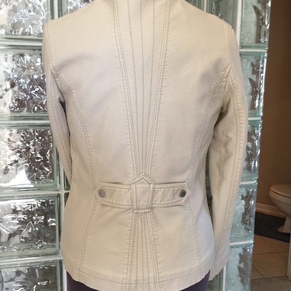 Big Chill Vintage Faux Leather Jacket in Cream - Picture 2 of 5